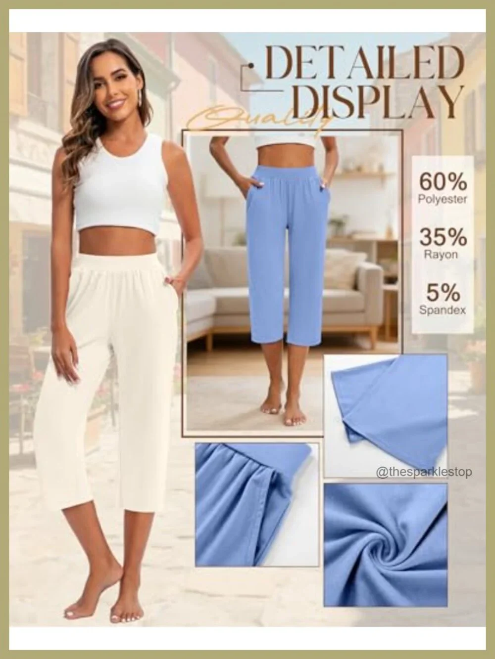 3 Pack Women's Wide Leg Capri Sweatpants with Pockets